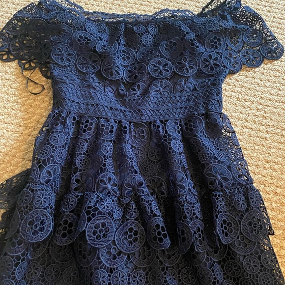 Gianni Bini Navy Off the Shoulder Dress- size 2 - Picture 4 of 5